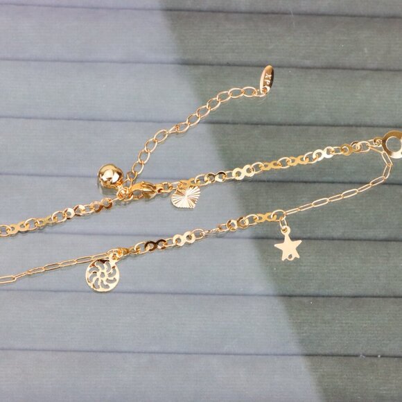 "Rose Gold Anklet with Star & Charm Accents, XPAL1057 - Picture 11 of 12